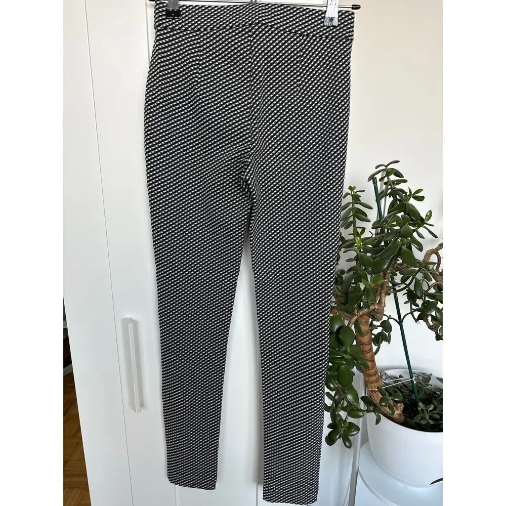 Theory Women's Black White Geo Adbelle K Claymont Skinny Pants, Size Small, EUC